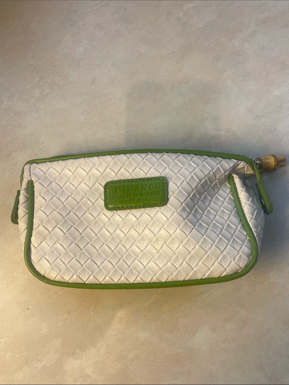 Cosmetic Bag Eminence Organic Skin Care Hungary Faux Leather Green White